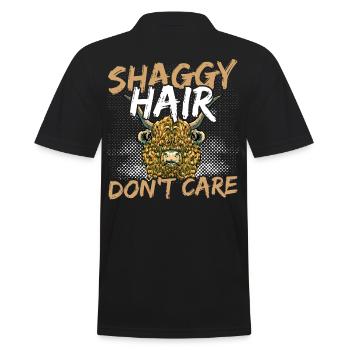 Shaggy Hair Don't Care Highland Cattle Cow - Men's Polo Shirt - black - Back - Kai (181cm)