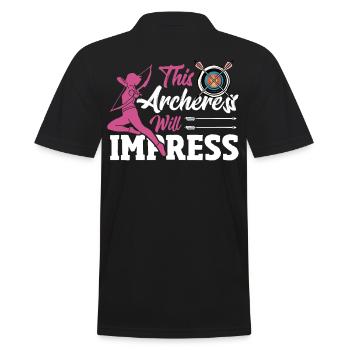 This Archeress will Impress Archery Hunting Archer - Men's Polo Shirt - black - Back - Kai (181cm)