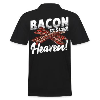 Bacon It's Like Heaven! Bacon Lover - Men's Polo Shirt - black - Back - Kai (181cm)