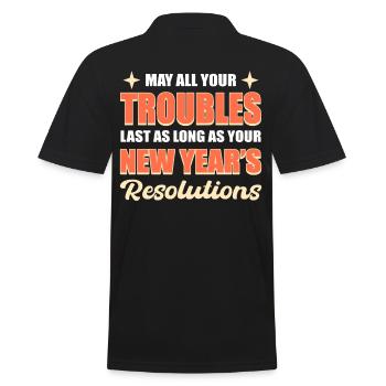 May All Your Trouble Last New Year's Resolutions - Men's Polo Shirt - black - Back - Kai (181cm)