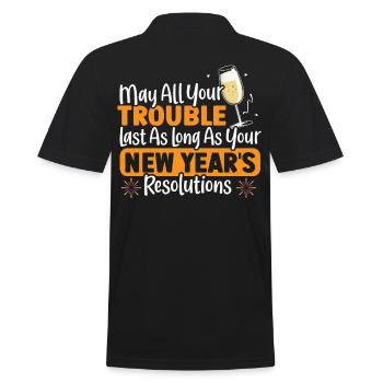 May All Your Trouble Last New Year's Resolutions - Men's Polo Shirt - black - Back - Kai (181cm)