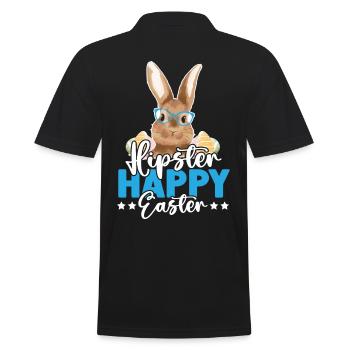 Hipster Happy Easter - Männer Poloshirt - Schwarz - Hinten - Kai (181cm)