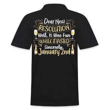Dear New Resolution, Happy New Year's Day Eve - Men's Polo Shirt - black - Back - Kai (181cm)