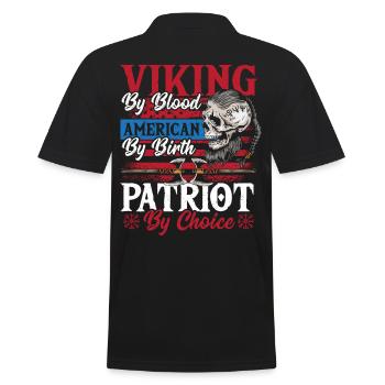 Viking par le sang américain par naissance patriote par - Polo Homme - noir - Dos - Kai (181cm)