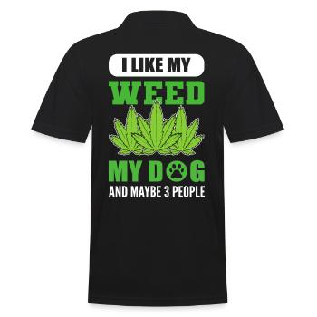 I Like Weed My Dog and Maybe 3 People Marijuana - Männer Poloshirt - Schwarz - Hinten - Kai (181cm)