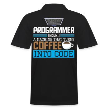 Programmer A machine that turns coffee into code - Männer Poloshirt - Schwarz - Hinten - Kai (181cm)