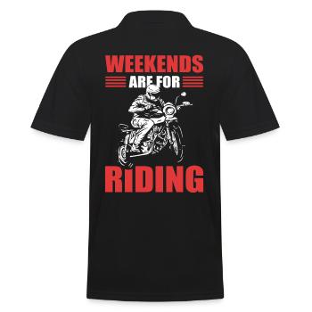 Weekends Are For Riding Motorcycle Biker - Men's Polo Shirt - black - Back - Kai (181cm)