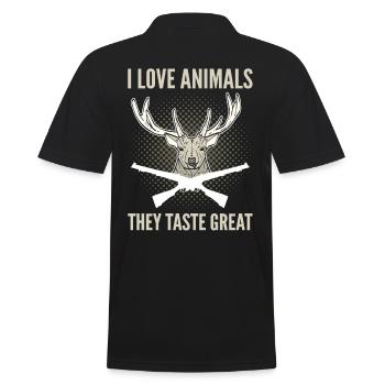 I Love Animals They Taste Great Deer Hunting - Männer Poloshirt - Schwarz - Hinten - Kai (181cm)