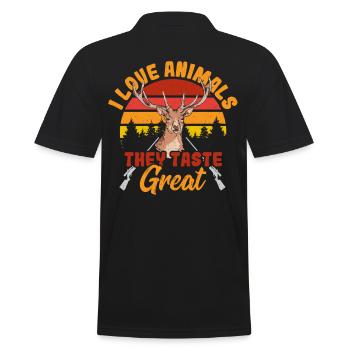 I Love Animals They Taste Great Deer Hunting - Männer Poloshirt - Schwarz - Hinten - Kai (181cm)