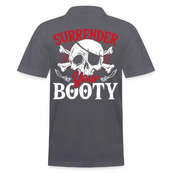 Surrender Your Booty Pirates Skull Pirate - Männer Poloshirt - Anthrazit - Hinten - Nico (186cm)