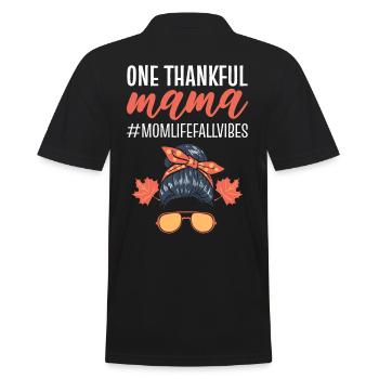 One Thankful Mama #Mom Life Fall Vibes - Männer Poloshirt - Schwarz - Hinten - Kai (181cm)