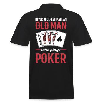 Ne sous-estimez jamais un vieil homme qui joue au poker - Polo Homme - noir - Dos - Kai (181cm)