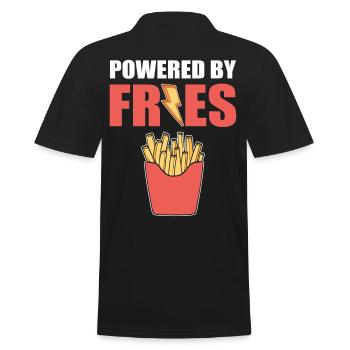 Powered by Fries Potato French Fries - Männer Poloshirt - Schwarz - Hinten - Kai (181cm)