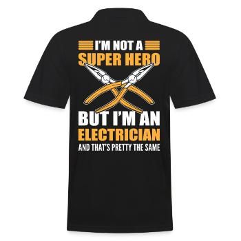 I’m Not a Super Hero but I’m an Electrician - Männer Poloshirt - Schwarz - Hinten - Kai (181cm)
