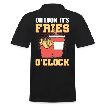 Oh Look It's Fries O'Clock Potato French Fries - Men's Polo Shirt - black - Back - Kai (181cm)