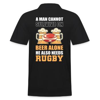 Un homme ne peut pas survivre uniquement avec de la bière, il a aussi besoin - Polo Homme - noir - Dos - Kai (181cm)