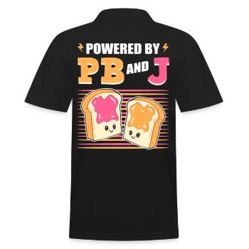 Powered By PB And J Peanut Butter and Jelly - Männer Poloshirt - Schwarz - Hinten - Kai (181cm)