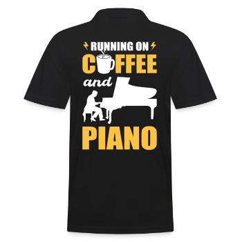 Running On Coffee and Piano Keyboard Pianist - Men's Polo Shirt - black - Back - Kai (181cm)