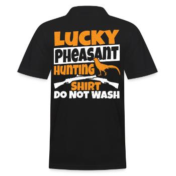Lucky Pheasant Hunting Shirt Do Not Wash Pheasant - Men's Polo Shirt - black - Back - Kai (181cm)