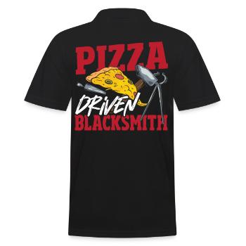 Pizza Driven Blacksmith Blacksmithing - Men's Polo Shirt - black - Back - Kai (181cm)
