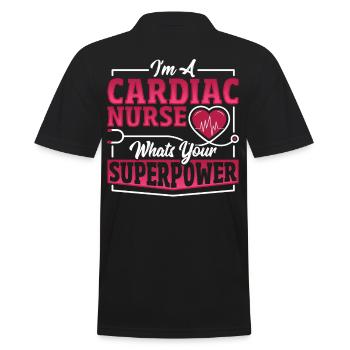 I'm A Cardiac Nurse Whats Your Superpower Cardiac - Men's Polo Shirt - black - Back - Kai (181cm)