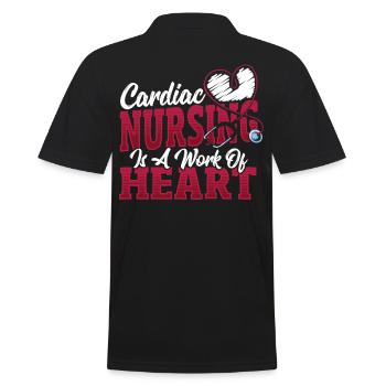Cardiac Nursing Is A Work Of Heart Cardiac Nurse - Men's Polo Shirt - black - Back - Kai (181cm)