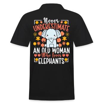 Never Underestimate An Old Woman Who Loves - Männer Poloshirt - Schwarz - Hinten - Kai (181cm)