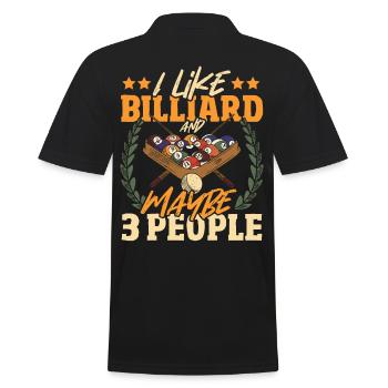 I like Billiard and Maybe 3 People Billiards Pool - Männer Poloshirt - Schwarz - Hinten - Kai (181cm)