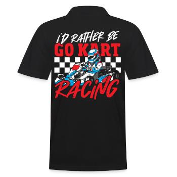 I'd Rather Be Go Kart Racing Go-Kart - Men's Polo Shirt - black - Back - Kai (181cm)