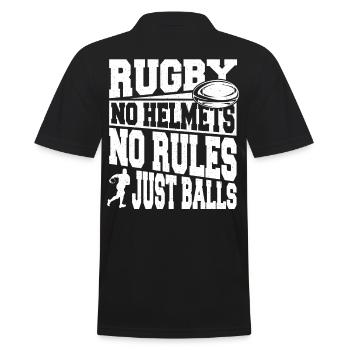 Rugby No Helmets No Rules Just Balls - Männer Poloshirt - Schwarz - Hinten - Kai (181cm)