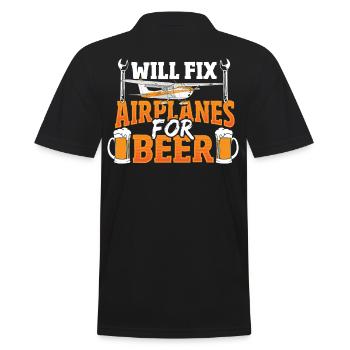 Will Fix Airplanes For Beer Aircraft Mechanic - Men's Polo Shirt - black - Back - Kai (181cm)