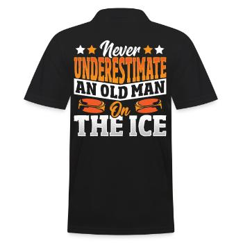 Never Underestimate An Old Man On The Ice Hockey - Men's Polo Shirt - black - Back - Kai (181cm)