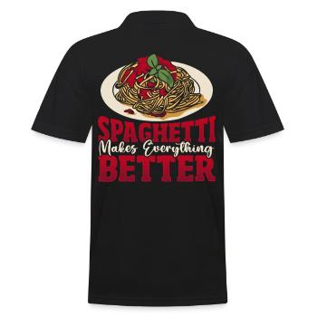 Spaghetti Makes Everything Better Italian Pasta - Men's Polo Shirt - black - Back - Kai (181cm)