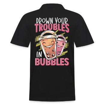 Drown Your Troubles In Bubbles Boba Tea Bubble Tea - Men's Polo Shirt - black - Back - Kai (181cm)