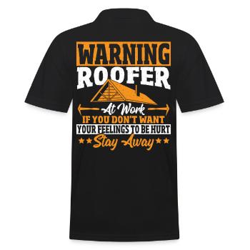 Warning Roofer At Work Roofing Roof Craftsman - Männer Poloshirt - Schwarz - Hinten - Kai (181cm)