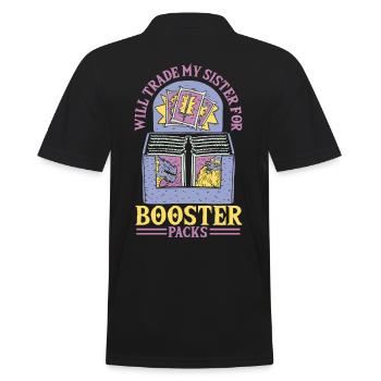 Will Trade Sister for Booster Packs Trading Card - Männer Poloshirt - Schwarz - Hinten - Kai (181cm)
