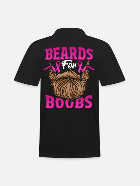 Beards For Boobs Breast Cancer Awareness Pink - Men's Polo Shirt - black
