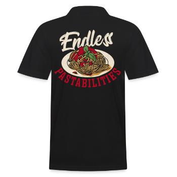 Endless Pastabilities Spaghetti Pasta Noodles - Männer Poloshirt - Schwarz - Hinten - Kai (181cm)