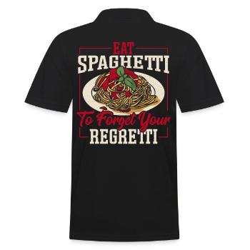 Eat Spaghetti To Forget Your Regretti Pasta - Men's Polo Shirt - black - Back - Kai (181cm)