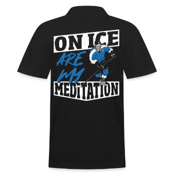 Sur la glace sont mon joueur de hockey sur glace de méditation - Polo Homme - noir - Dos - Kai (181cm)