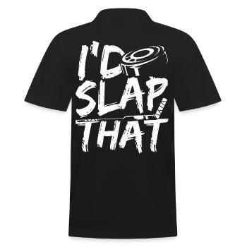 I'd Slap That Ice Hockey - Männer Poloshirt - Schwarz - Hinten - Kai (181cm)