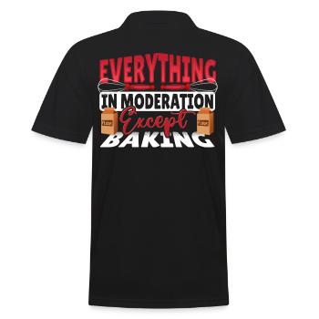 Everything In Moderation Except Baking Baker - Men's Polo Shirt - black - Back - Kai (181cm)