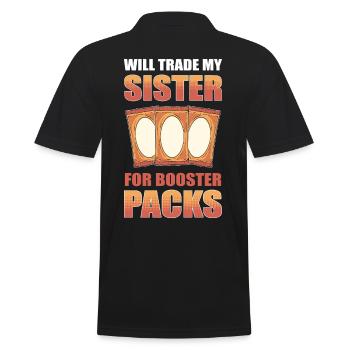 Will Trade My Sister for Booster Packs Trading - Männer Poloshirt - Schwarz - Hinten - Kai (181cm)
