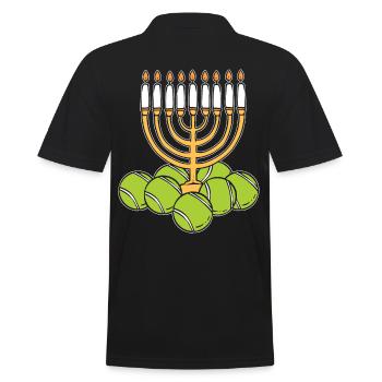 Hanoukka Tennis Menorah Candles juives - Polo Homme - noir - Dos - Kai (181cm)