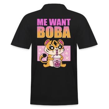 Me Want Boba Matcha Iced Tea Bubble Tea - Men's Polo Shirt - black - Back - Kai (181cm)