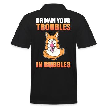 Drown Your Troubles In Bubbles Boba Tea Bubble Tea - Men's Polo Shirt - black - Back - Kai (181cm)