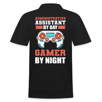 Assistante administrative le jour Joueur de nuit - Polo Homme - noir - Dos - Kai (181cm)
