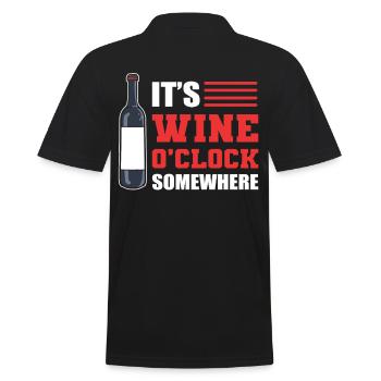 It's Wine O'Clock Somewhere Wine Tasting - Men's Polo Shirt - black - Back - Kai (181cm)