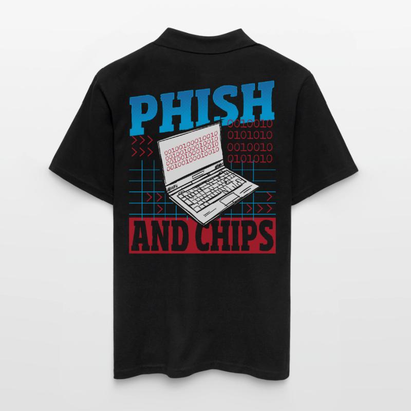 Phish and Chips Hacker Hacking Internet Network Männer Poloshirt