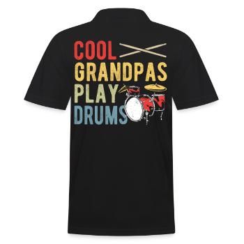 Cool Grandpas Play Drums Drummer Percussionist - Men's Polo Shirt - black - Back - Kai (181cm)